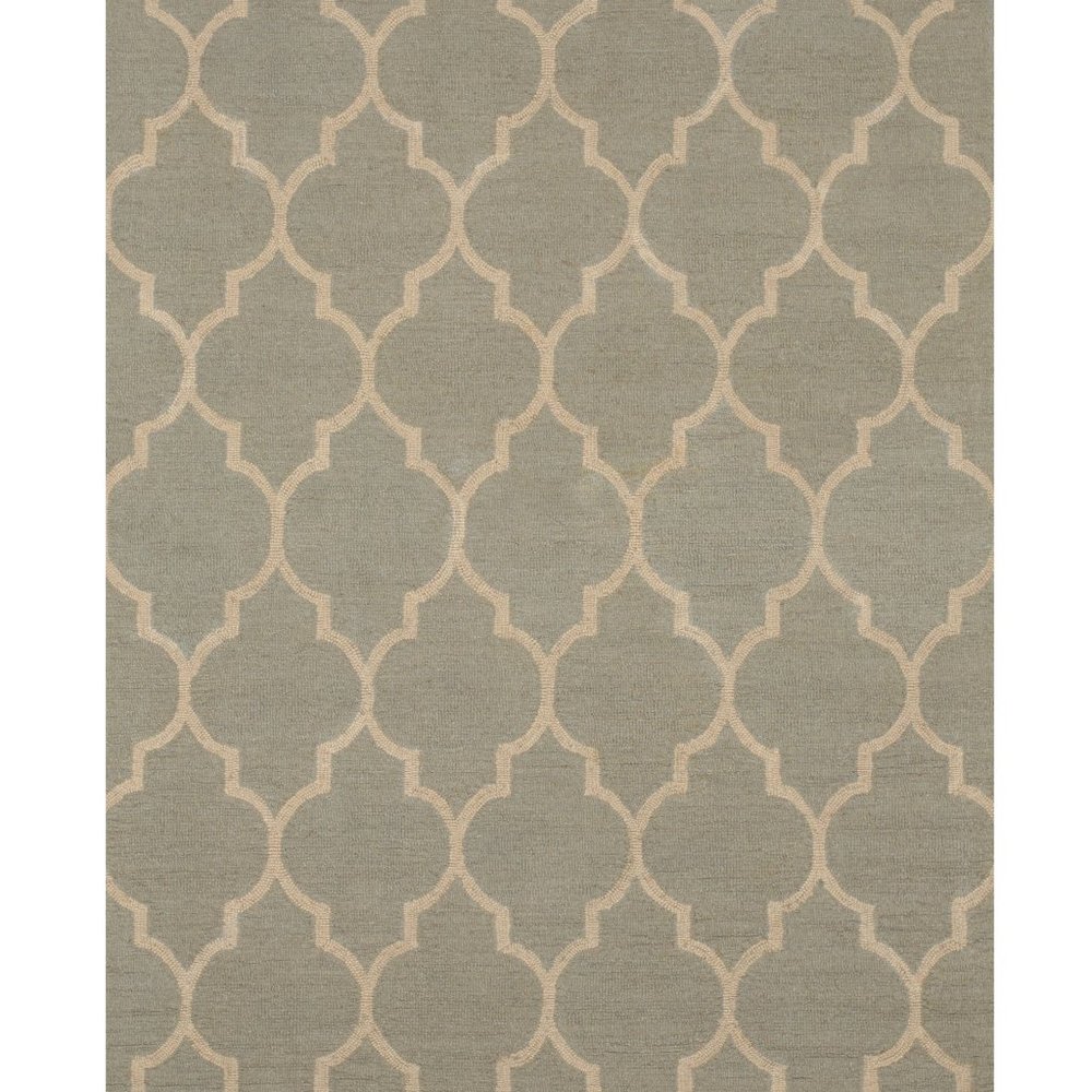 Light Green Hand-Tufted Wool Traditional Moroccan Rug, 5' x 7'